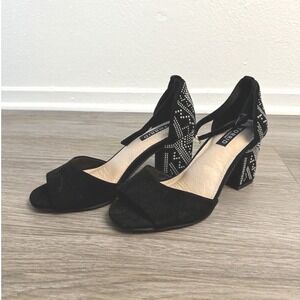 Torrid‎ Womens Black Studded Block Heel Sandals Ankle Strap Open Toe 8.5W Wide